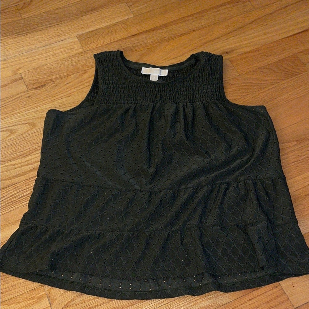 KORS Michael Kors Textured Black Tank Top